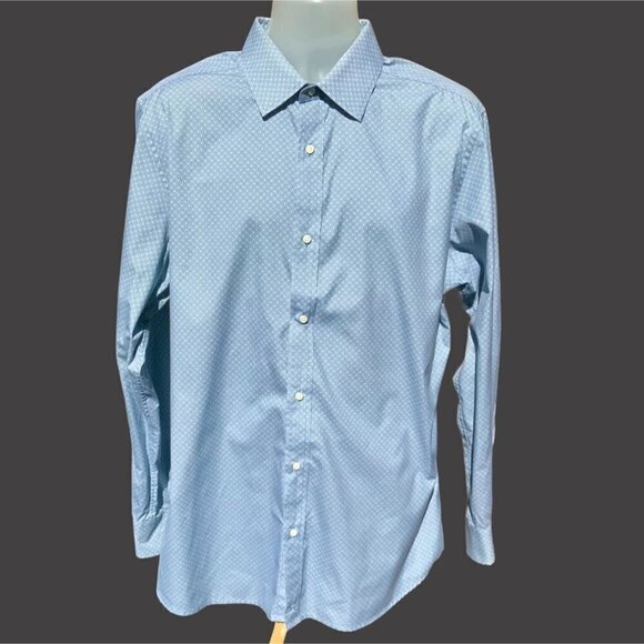 MTAILOR Other - MTAILOR CUSTOM MADE CLOTHING BLUE DECO LATTICE LONG SLEEVE DRESS SHIRT LARGE